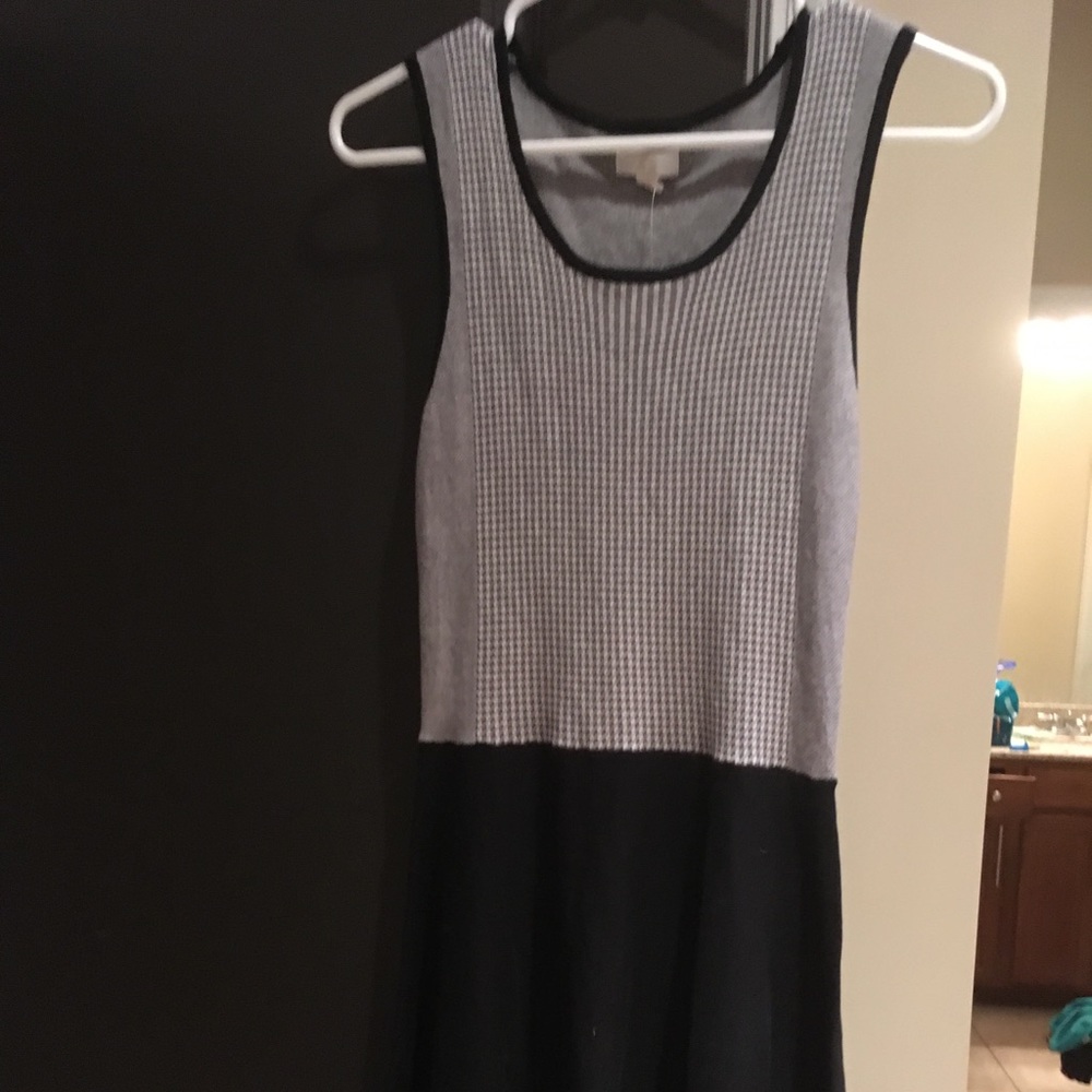 Gray and white checkered dress